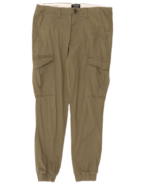 Calça cargo masculina Jack & Jones Joggers W32 L32 algodão cáqui