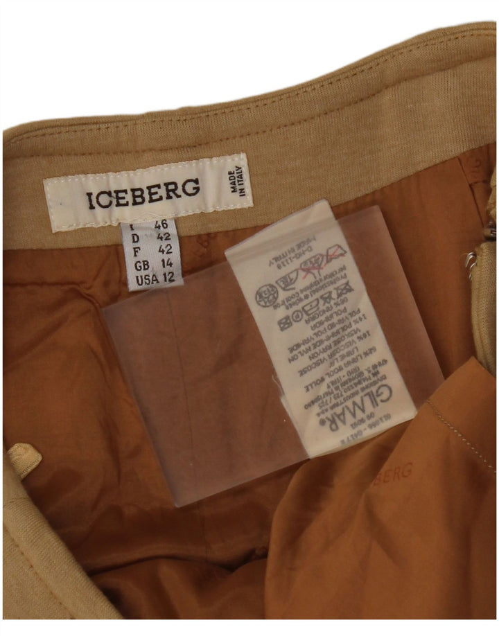 Saia maxi feminina ICEBERG UK 14 grande W28 lã bege