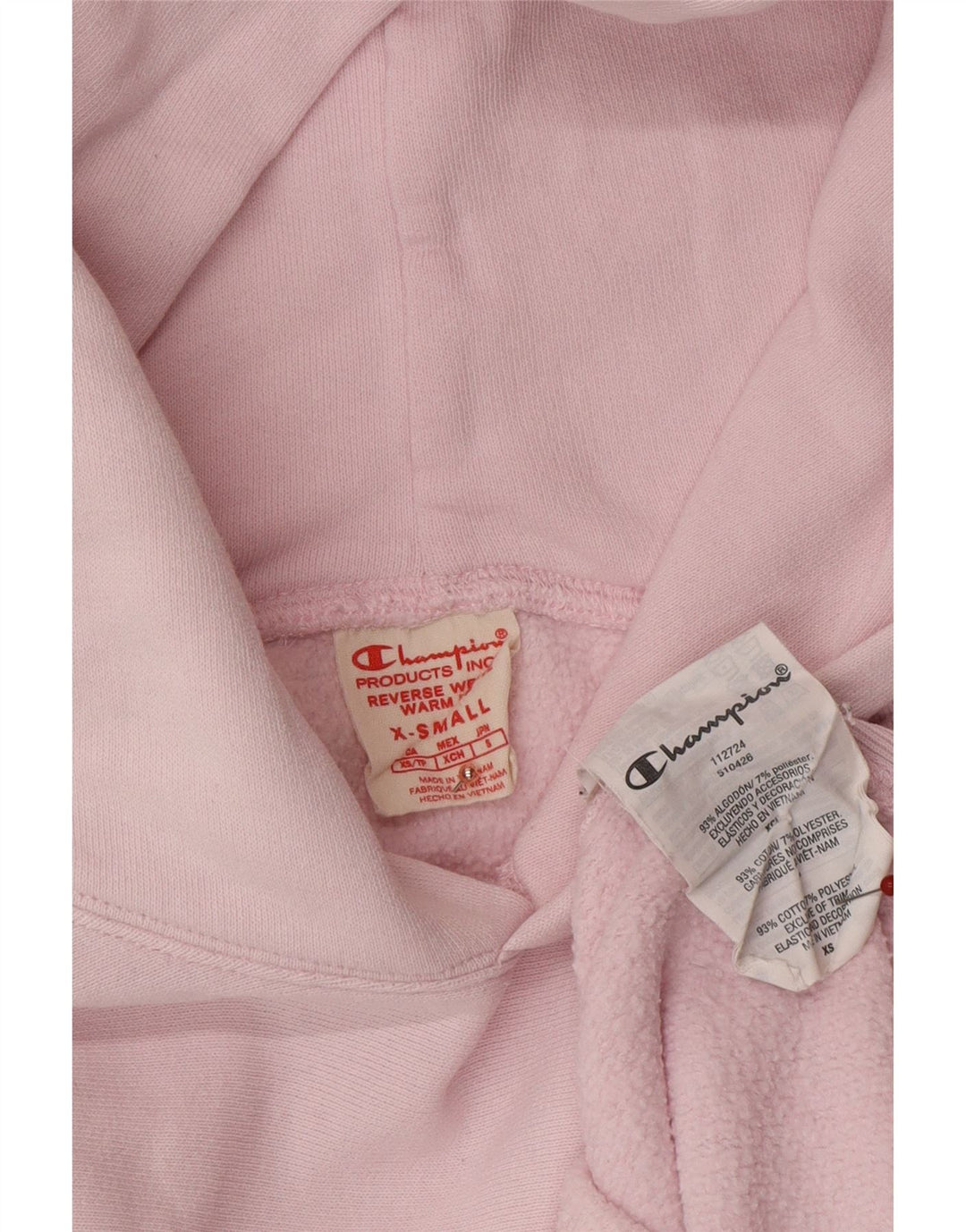 CHAMPION Suéter feminino com capuz grande UK 6 XS algodão rosa