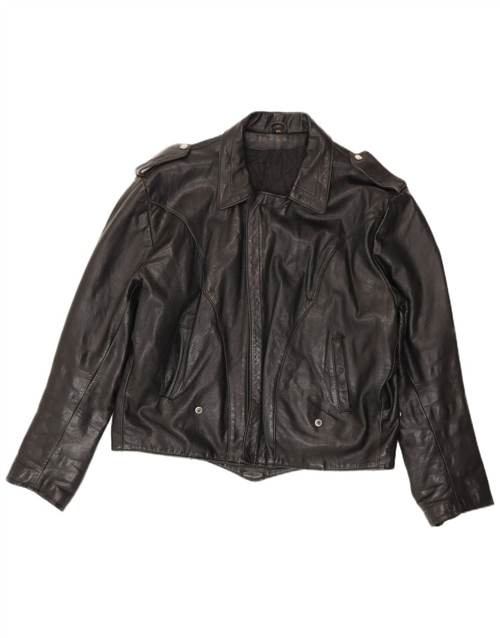 Jaqueta de couro militar masculina vintage UK 42 XL preta