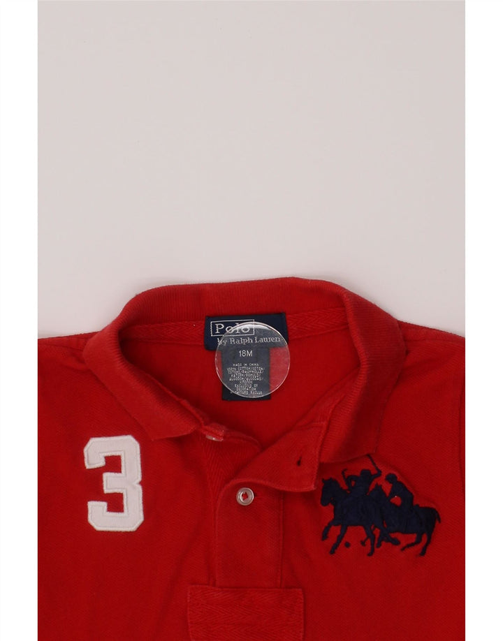 POLO RALPH LAUREN Camisa polo estampada para bebês meninos 12-18 meses algodão vermelho