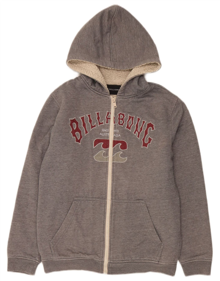 Suéter Billabong Boys com capuz e zíper gráfico 15-16 anos cinza poliéster