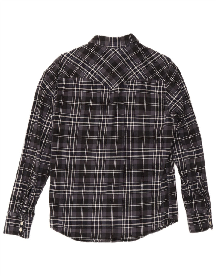 Camisa masculina de flanela elástica LEVI'S pequena de algodão xadrez preto