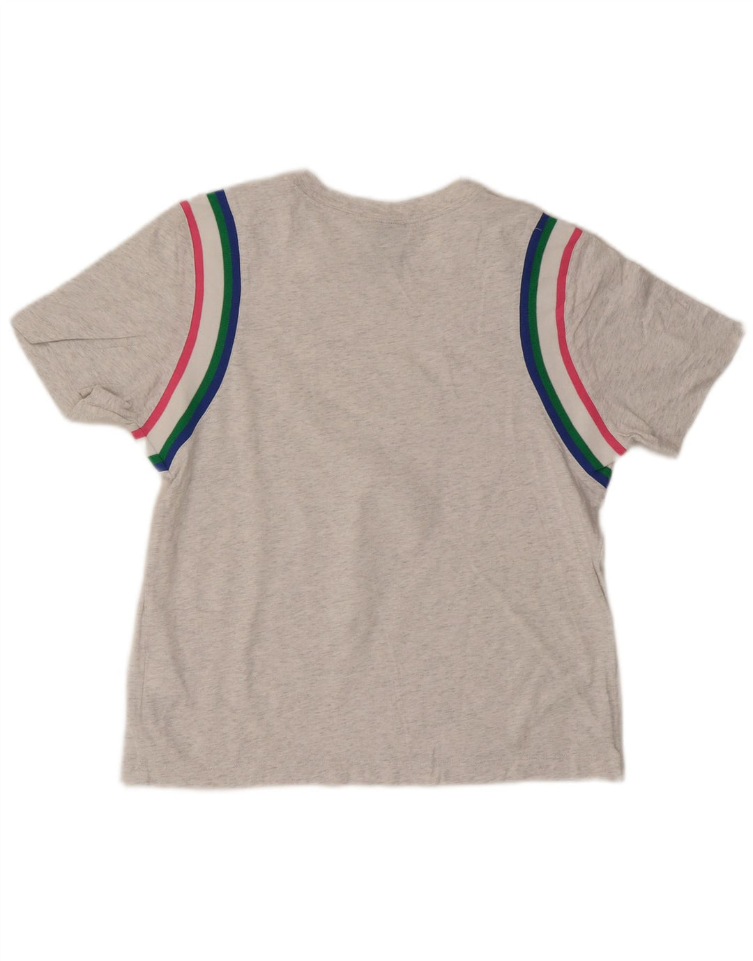 Camiseta feminina Nike UK 14 algodão listrado cinza médio