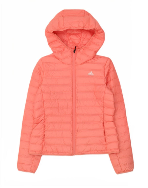 Jaqueta acolchoada com capuz feminina Adidas UK 12/14 poliéster rosa médio