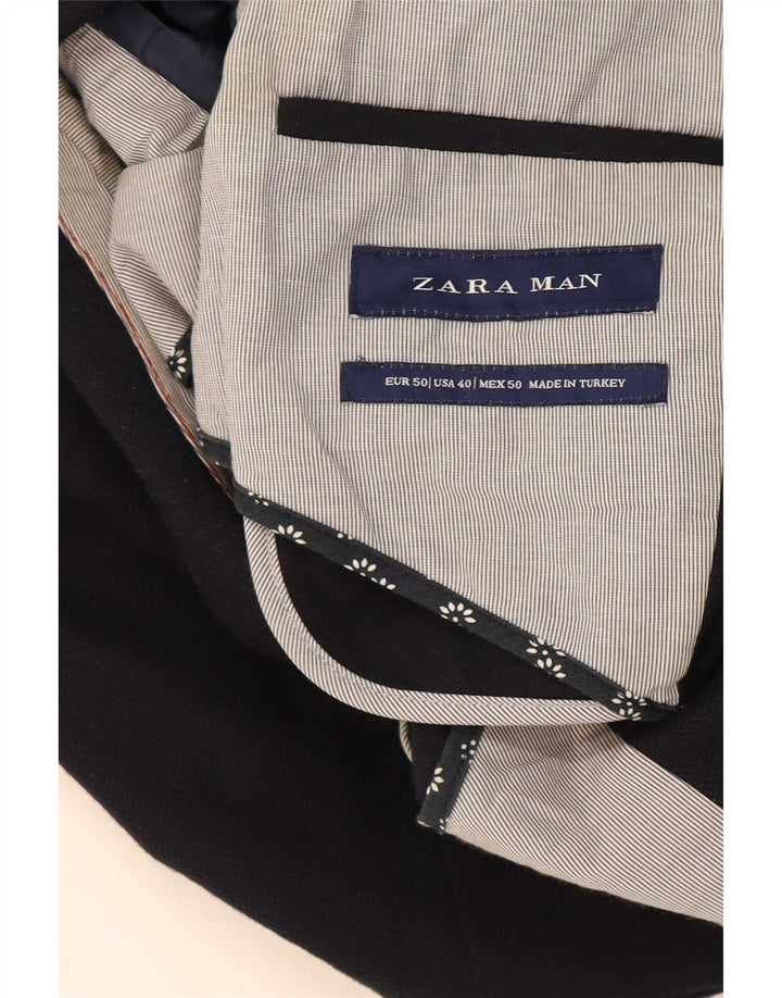 Jaqueta blazer masculina Zara com 2 botões EU 50 médio azul marinho