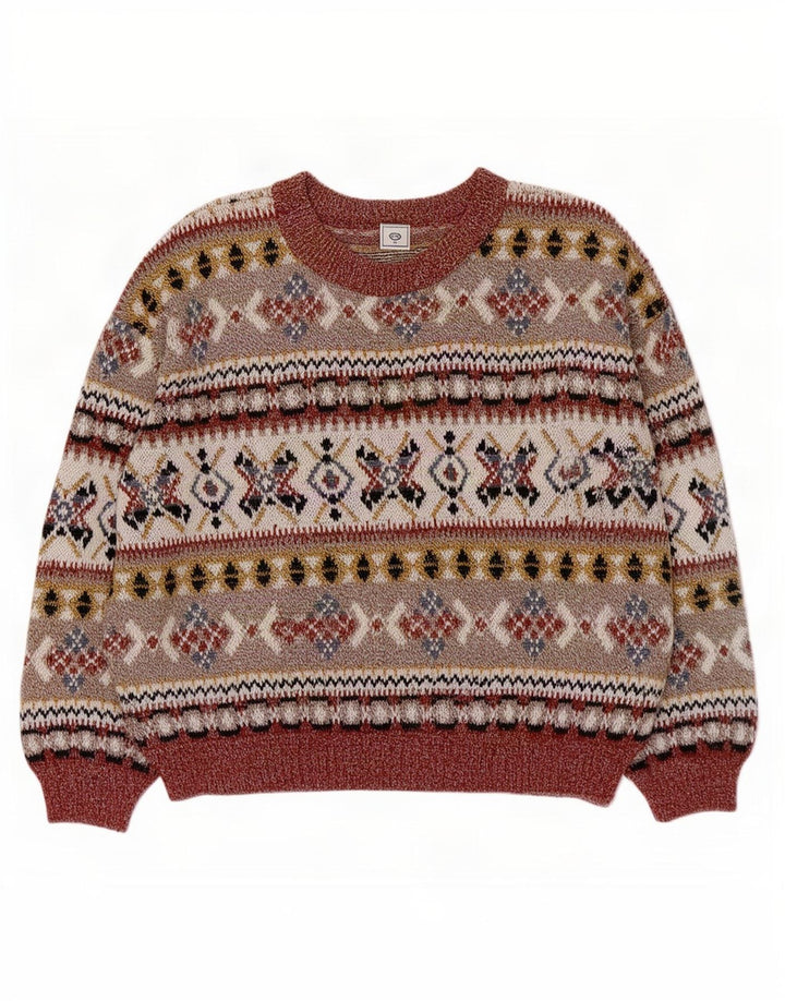 Suéter feminino C&A com gola redonda UK 14 médio multicolorido Fair Isle