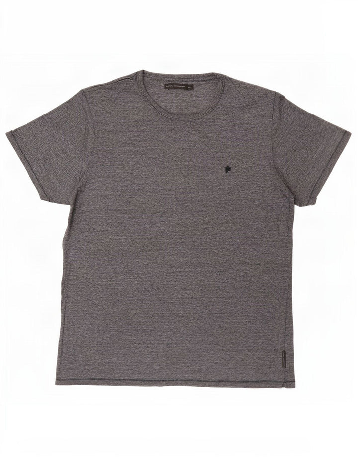 Camiseta masculina French Connection Top 2XL algodão listrado cinza