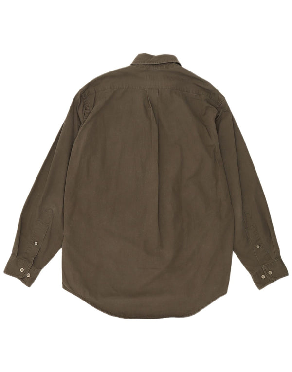 Marlboro Classics Camisa masculina de ajuste tradicional de algodão cáqui médio