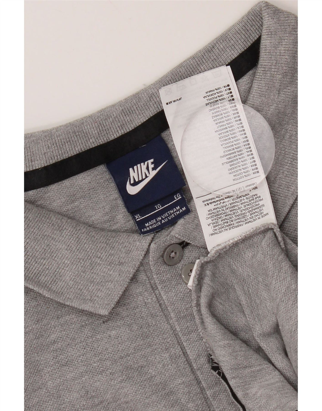Camisa polo masculina Nike XL cinza manchada de algodão