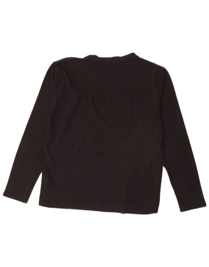 Trussardi Jeans Top feminino manga comprida UK 14 médio algodão preto