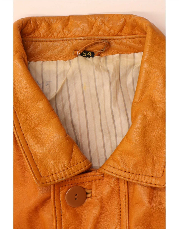 Jaqueta de couro masculina vintage IT 54 2XL couro marrom