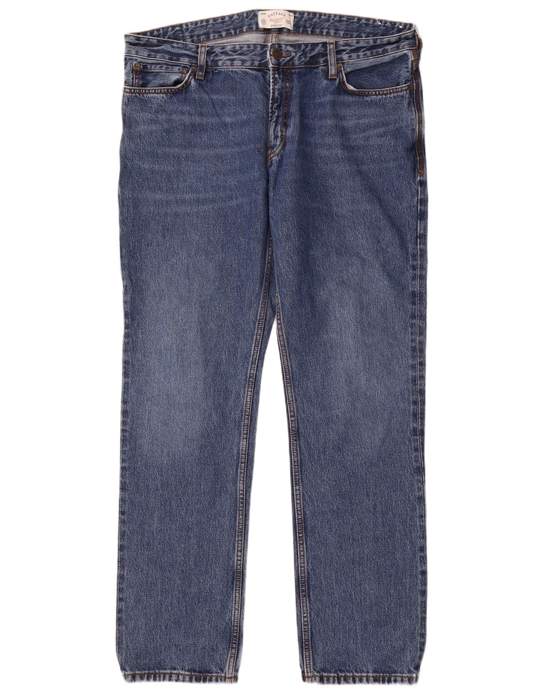 Calça jeans reta masculina Fat Face W36 L32 algodão azul