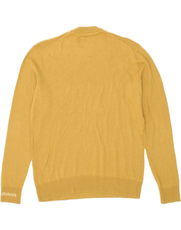 PEPE JEANS Mens Graphic Crew Neck Jumper Sweater Small Yellow Cotton Vintage PEPE Jeans and Second-Hand PEPE Jeans from Messina Hembry 