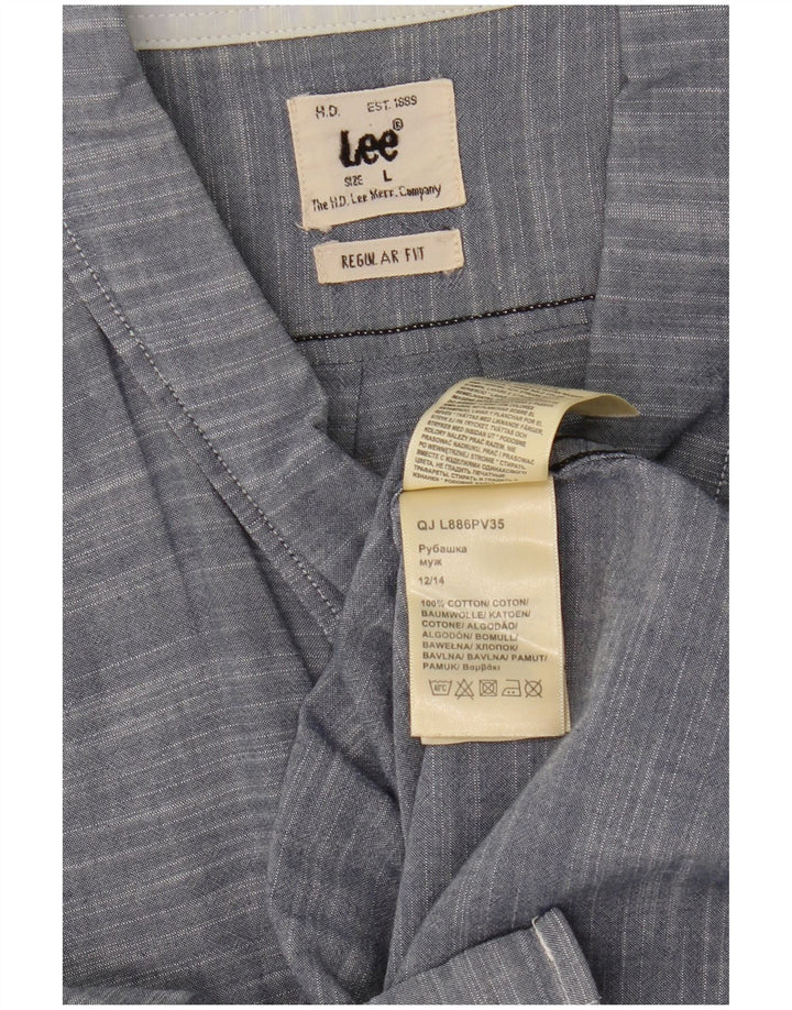 Camisa masculina Lee manga curta regular ajuste grande algodão manchado azul