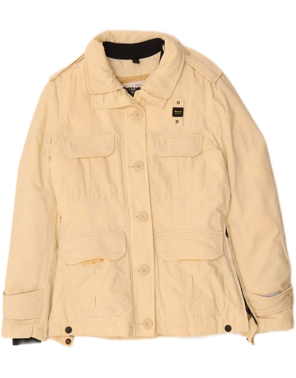 Jaqueta militar grande Blauer feminina UK 10 pequena bege