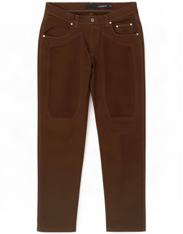Jeckerson Calça Chino Masculina Reta W34 L30 Algodão Marrom