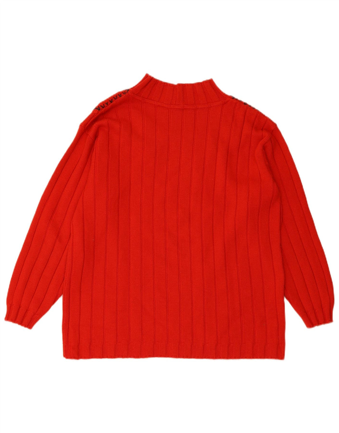 Suéter feminino ELLA com gola tartaruga Reino Unido 16 grande lã vermelha Fair Isle