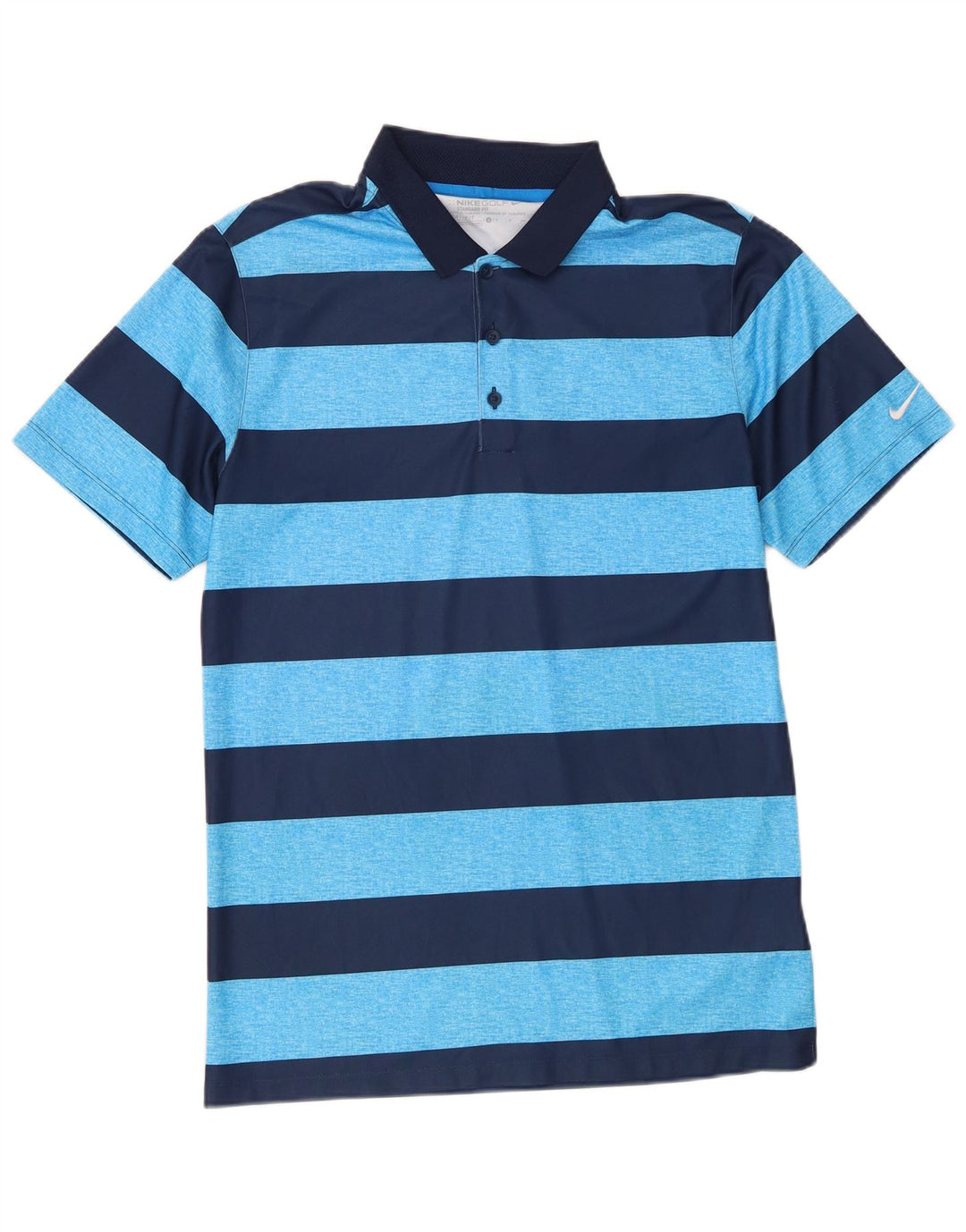 Camisa polo masculina Nike Dri Fit Standard pequena listrada azul de poliéster