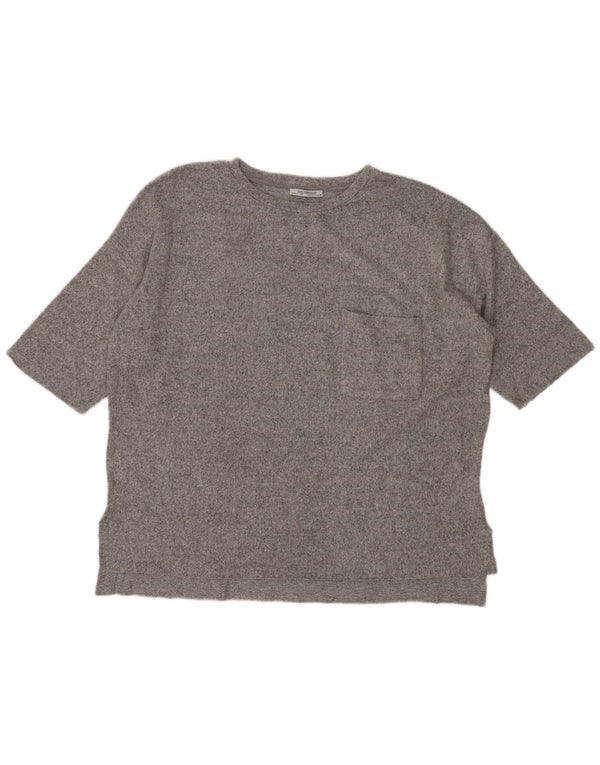 Camiseta feminina Zara Trafaluc grande tamanho UK 10 pequena cinza manchada