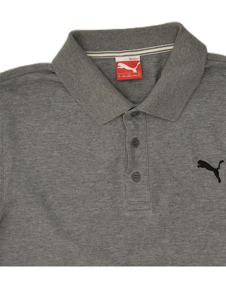 PUMA Mens Polo Shirt Medium Grey Cotton Vintage Puma and Second-Hand Puma from Messina Hembry 