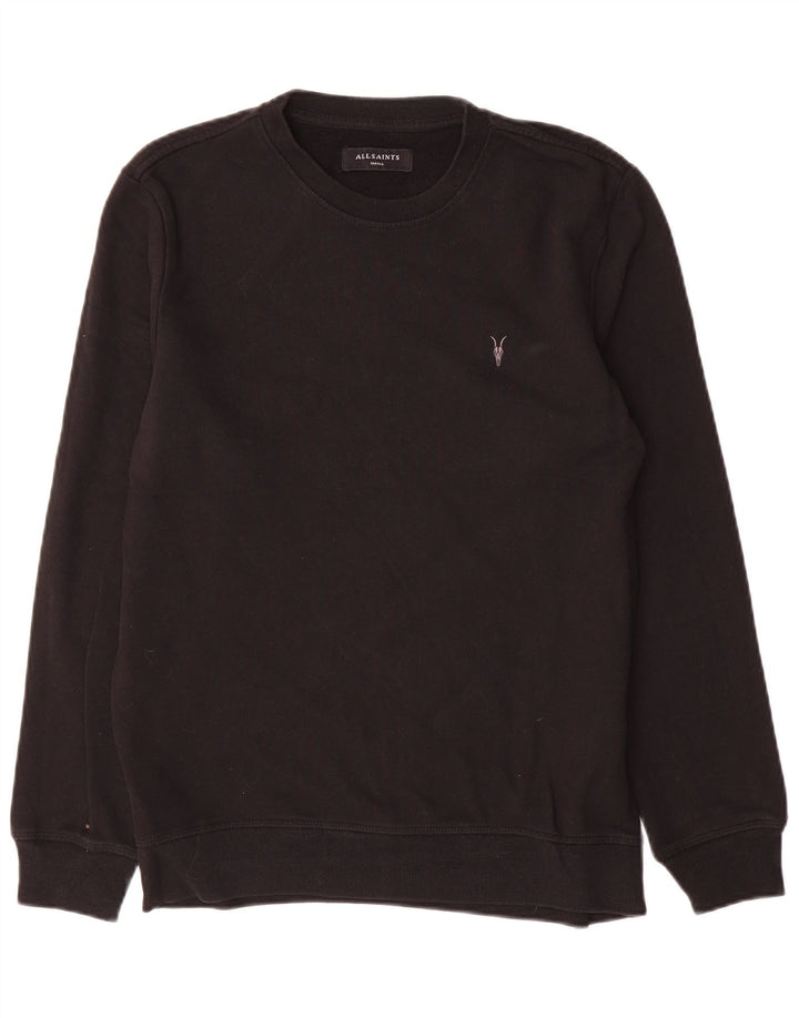 ALL SAINTS moletom masculino jumper pequeno algodão preto