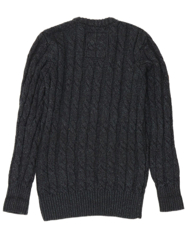 Suéter masculino Superdry com gola redonda e pequeno acrílico azul marinho