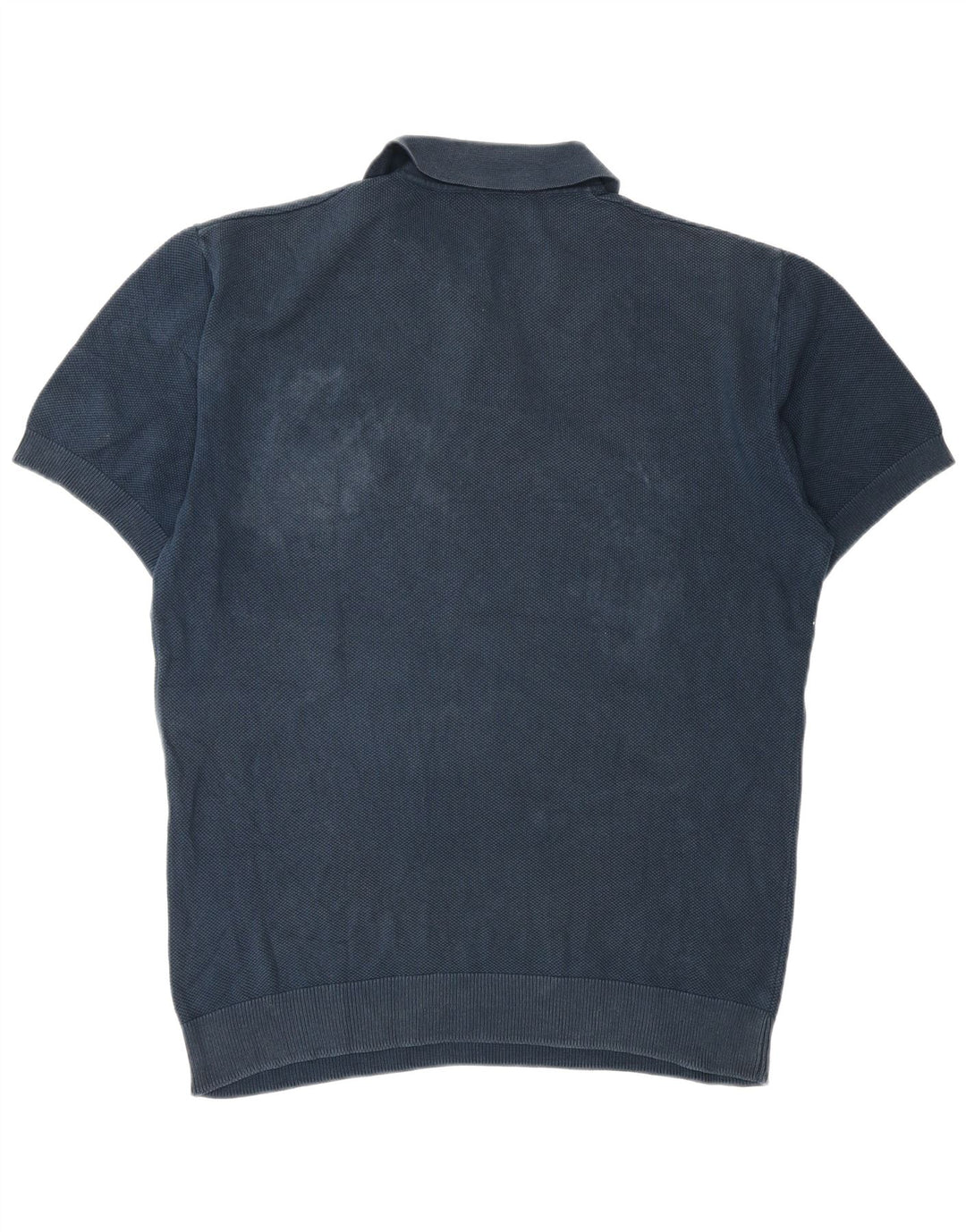 Zara Suéter masculino de manga curta com gola polo, azul marinho médio