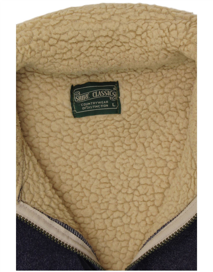 Jaqueta Sherpa masculina VINTAGE UK 40 grande acrílico azul