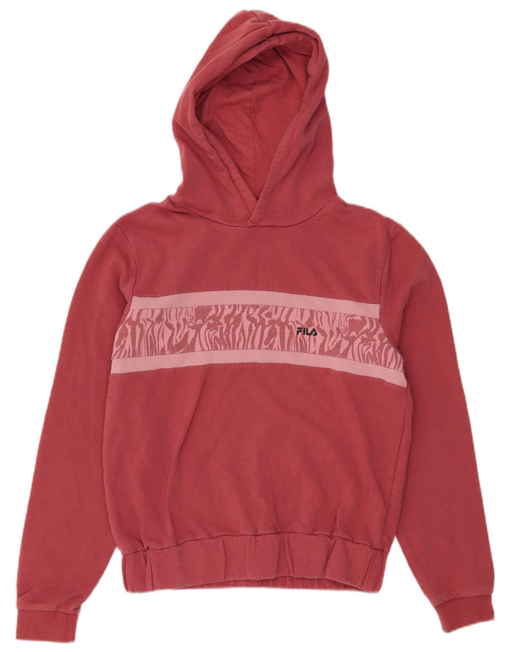 FILA Suéter com capuz feminino 15-16 anos rosa algodão colorblock
