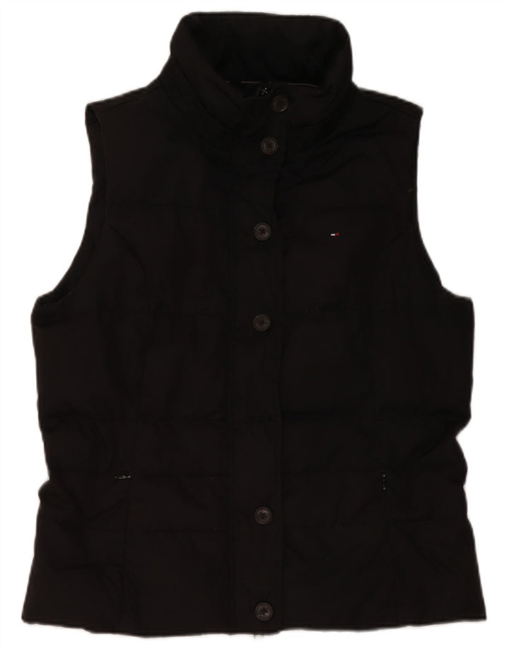 Colete acolchoado feminino Tommy Hilfiger UK 14 grande poliéster preto