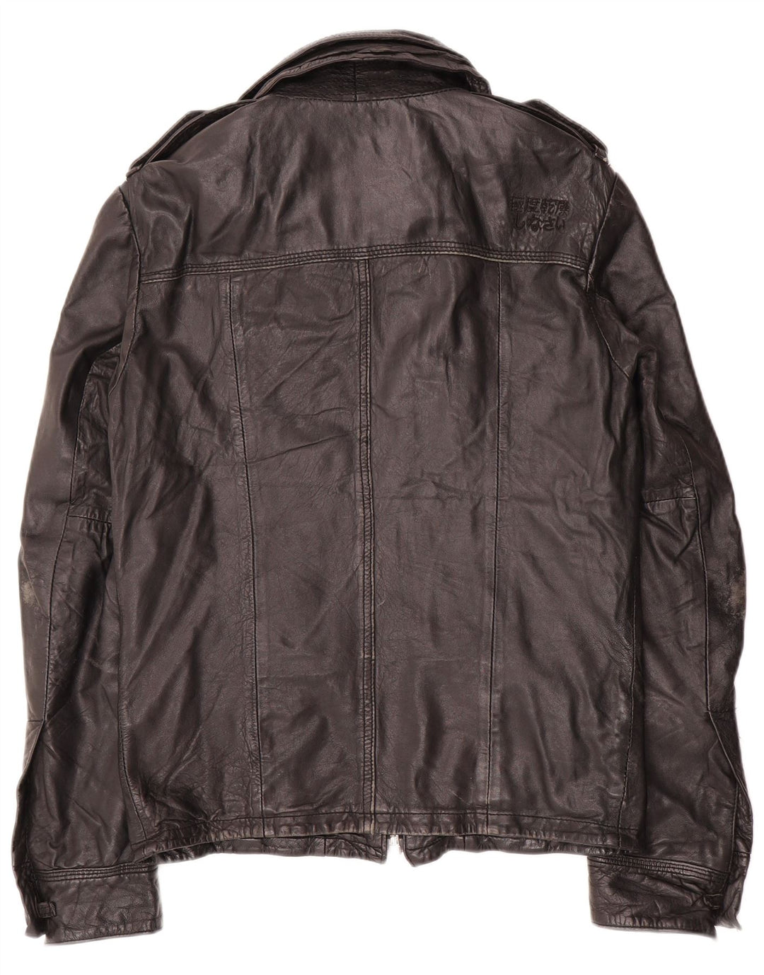 Jaqueta de couro militar masculina Superdry Reino Unido 36 couro preto pequeno