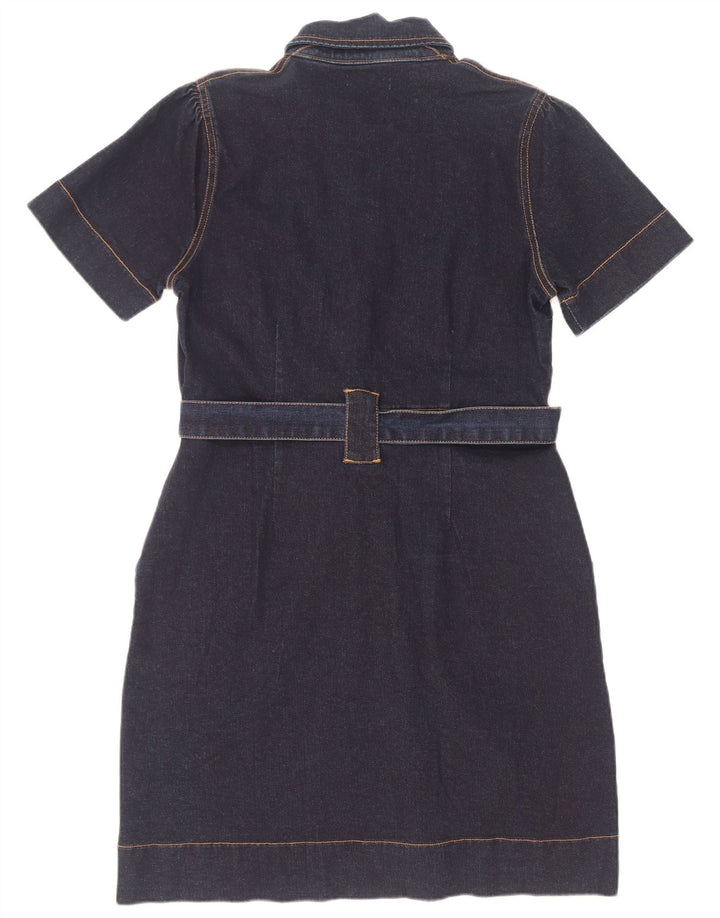 Vestido jeans feminino Oasis Reino Unido 12 algodão azul marinho médio