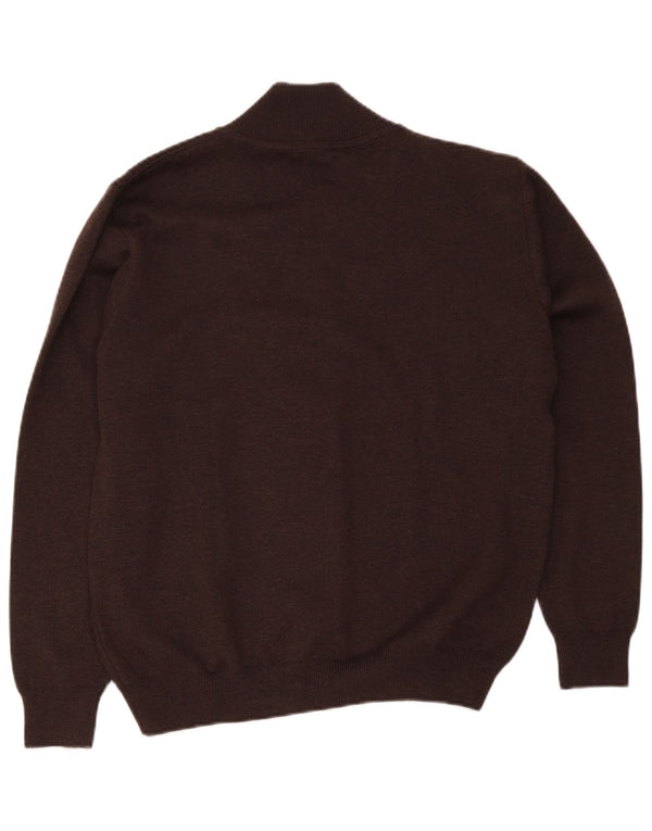 Suéter cardigã masculino vintage de ajuste regular médio marrom lã merino clássico