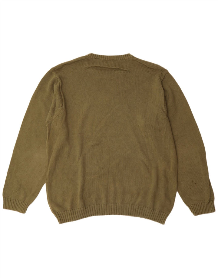 Suéter masculino Izod com gola redonda e algodão cáqui XL