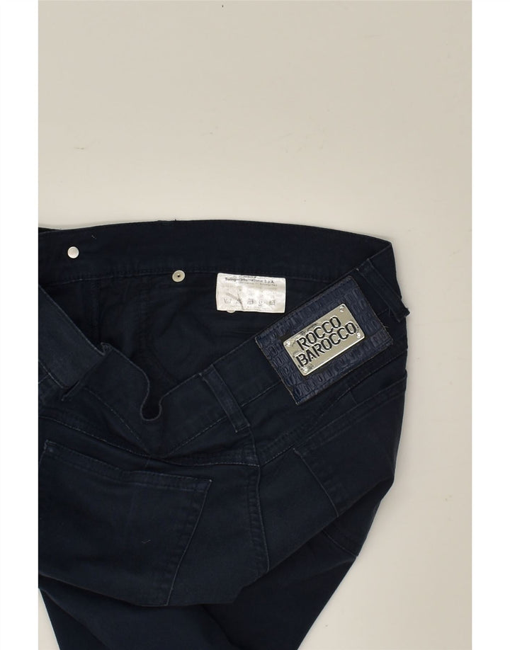 ROCCOBAROCCO Womens Slim Casual Trousers W28 L32  Navy Blue Cotton | Vintage Roccobarocco | Thrift | Second-Hand Roccobarocco | Used Clothing | Messina Hembry 