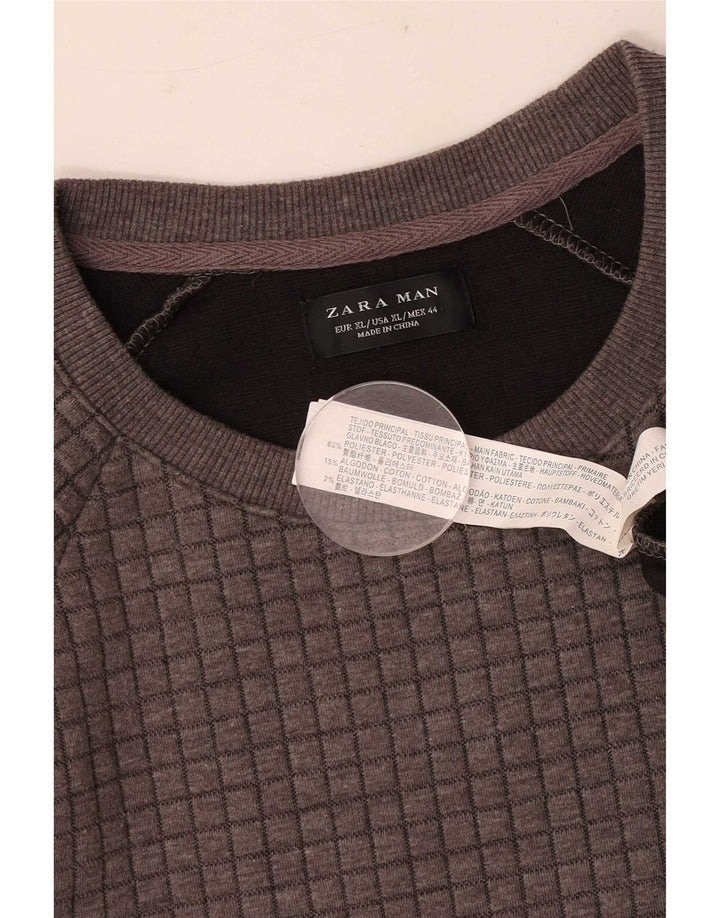 Zara Moletom Masculino Jumper XL Cinza Xadrez Poliéster