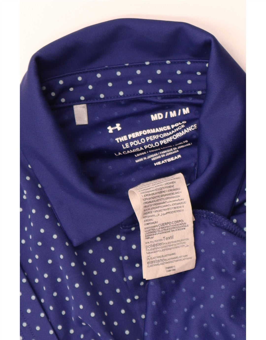 Camisa polo masculina Under Armour Heat Gear poliéster manchado azul médio