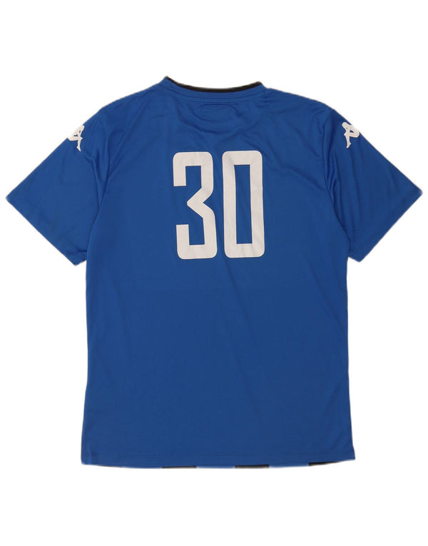 Kappa Mens Leeds United FC Camisa de futebol gráfica grande listrada azul