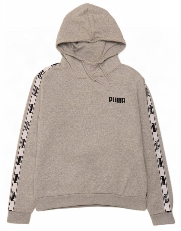 Puma feminino gráfico moletom com capuz UK 16 grande cinza colorblock algodão