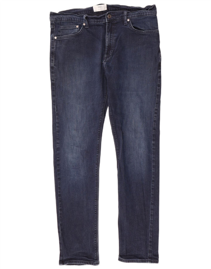 Marks & Spencer Mens Slim Jeans W36 L33 Azul Marinho Algodão
