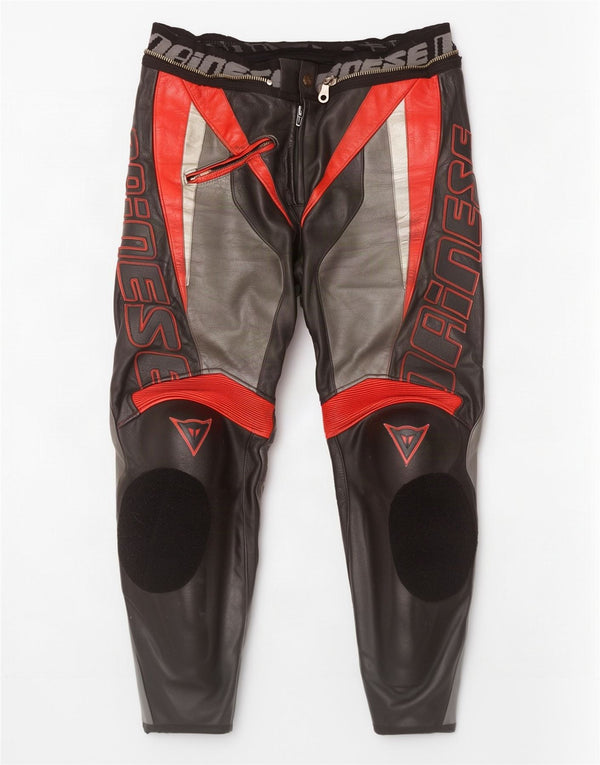 Calça masculina de couro Dainese Moto Racer W34 L29 preta