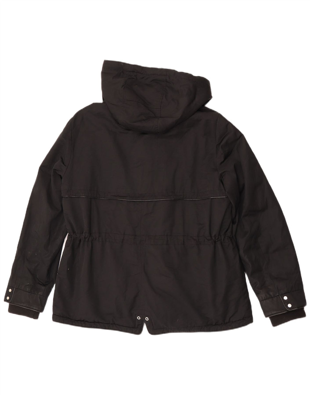 Jaqueta corta-vento com capuz feminino Zara UK 18 XL preto poliéster