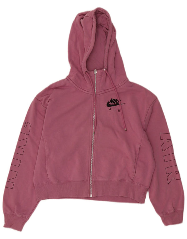 Suéter Nike feminino oversized crop gráfico com capuz e zíper Reino Unido 6 XS algodão rosa