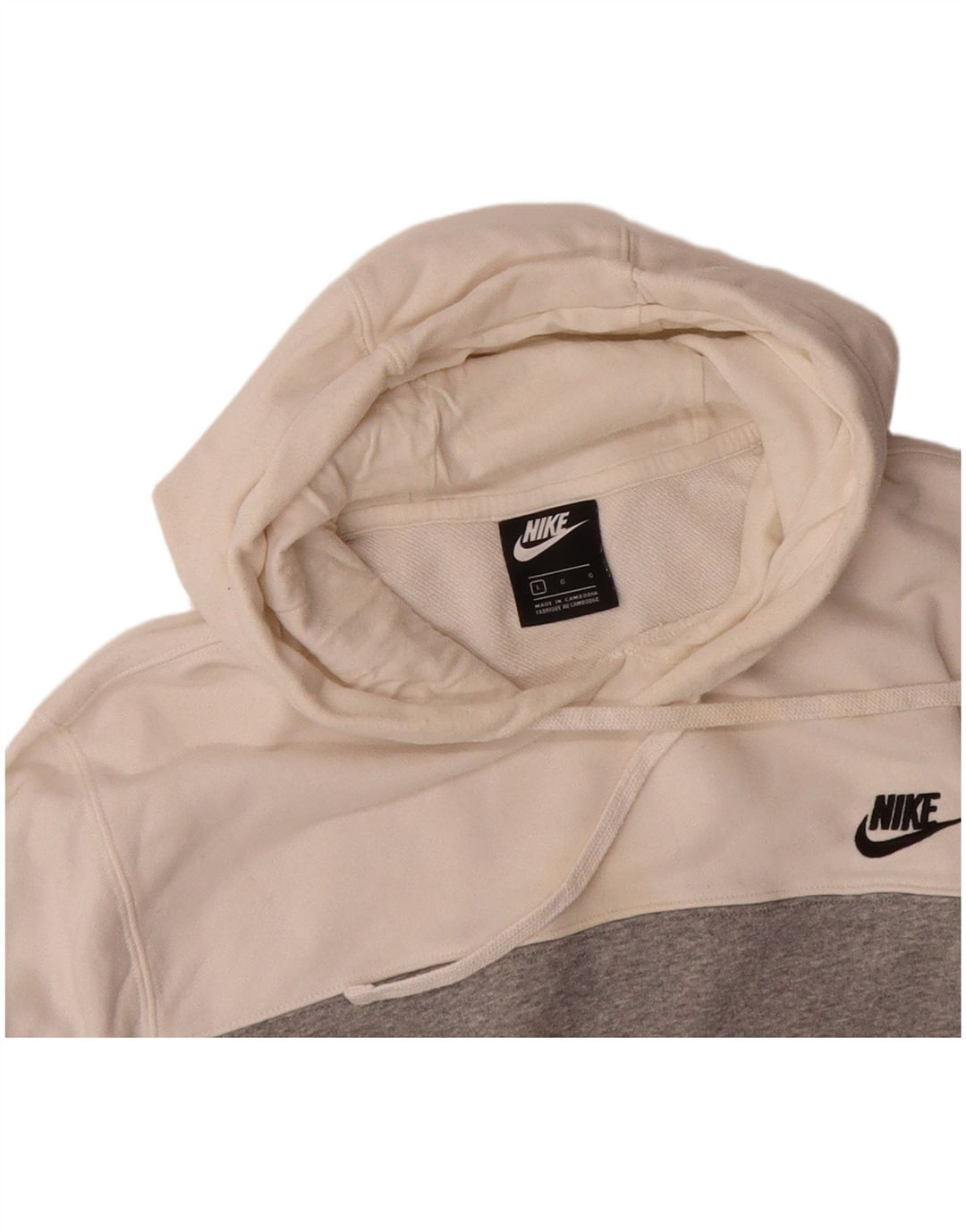 NIKE Mens Hoodie Jumper Grande Cinza Colourblock Algodão