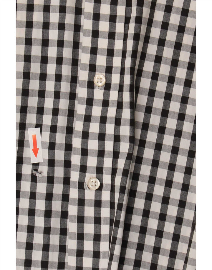 Camisa masculina Tommy Hilfiger tamanho 17 1/2 XL preto algodão guingão