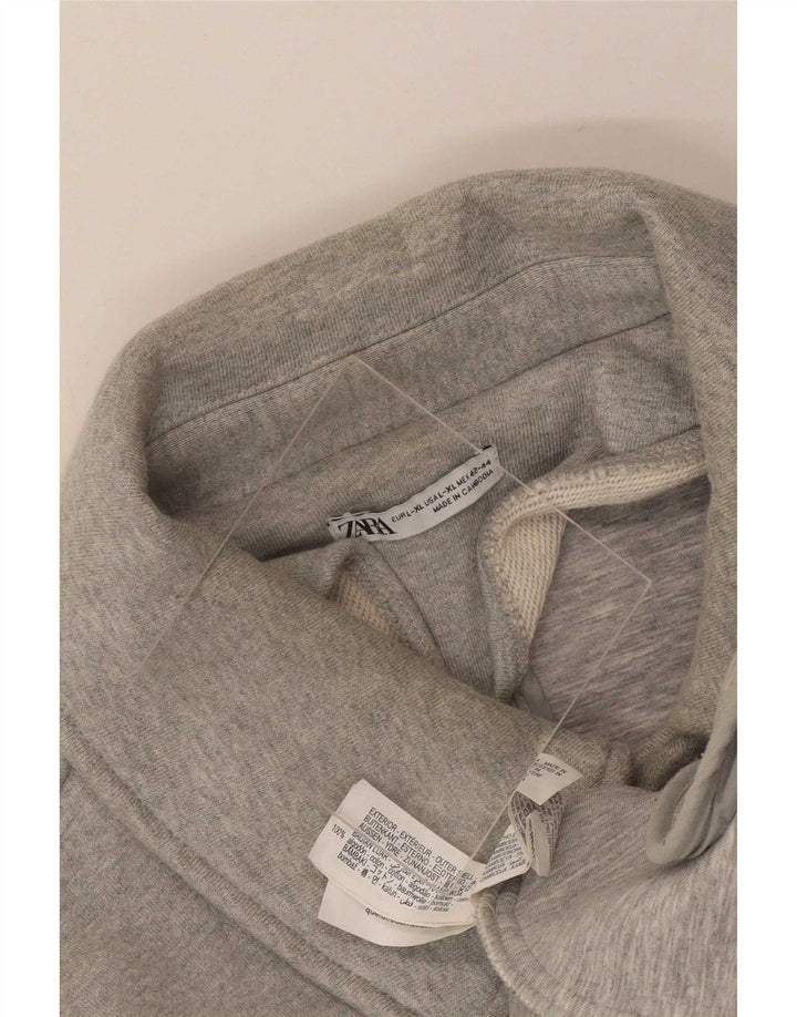 Jaqueta bomber feminina Zara UK 16 grande algodão cinza