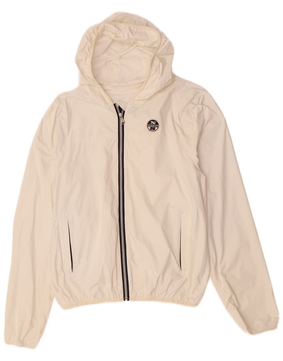Jaqueta de chuva feminina com capuz North Sails UK 14 médio branco