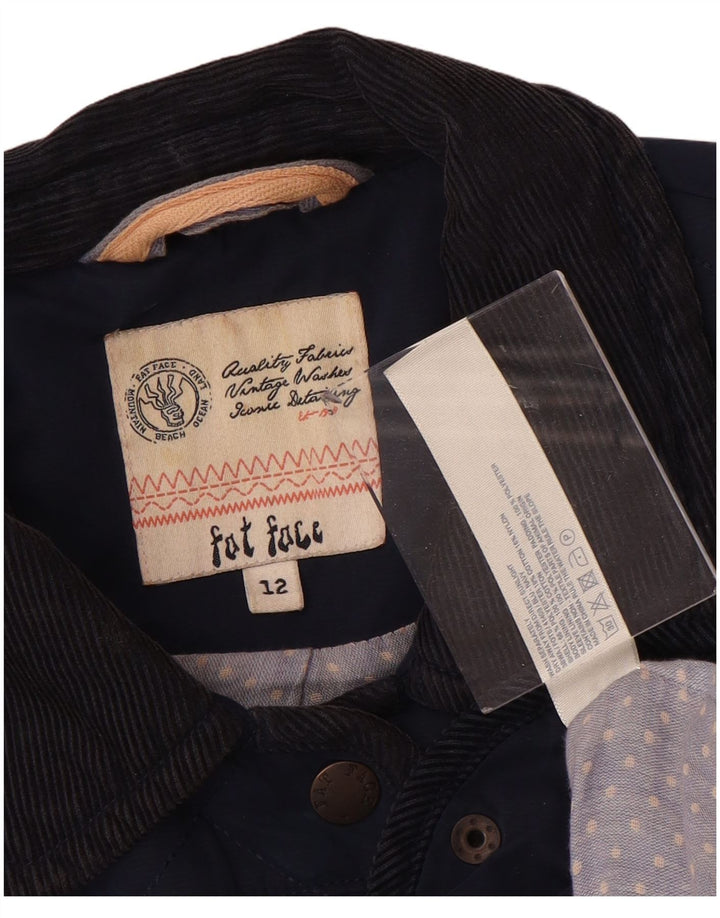 Jaqueta acolchoada feminina FAT FACE UK 12 poliéster azul marinho médio