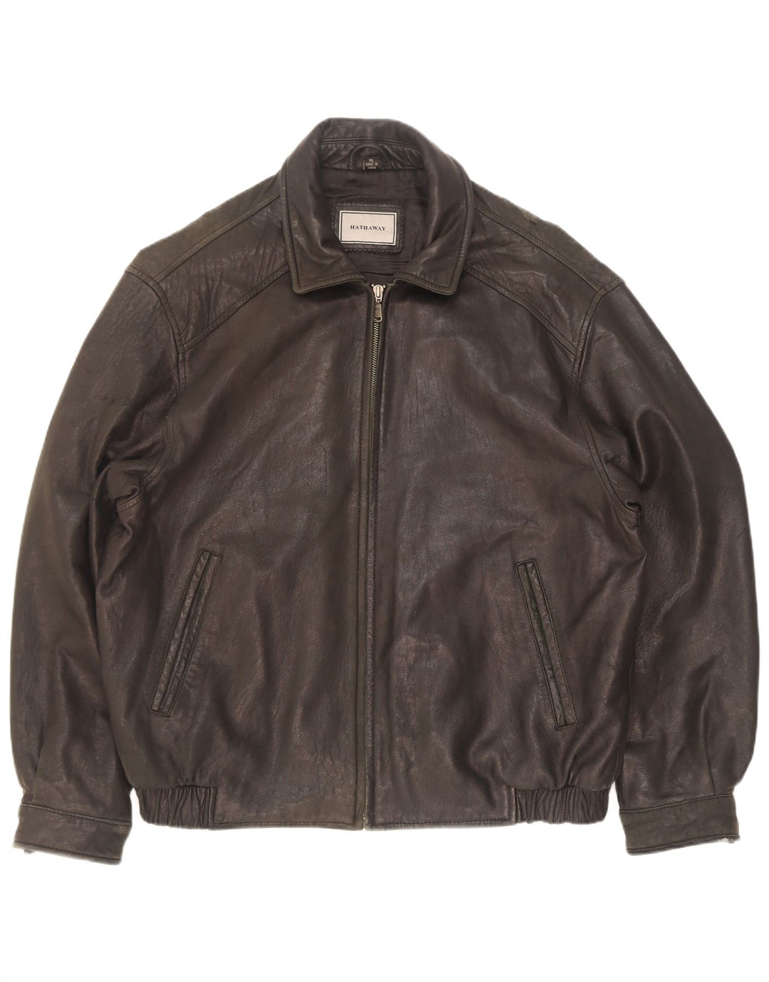 Jaqueta de couro masculina Hathaway Reino Unido 42 XL couro preto